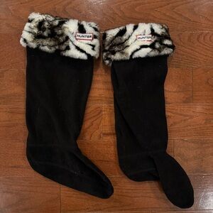 Hunter Black Boot Socks with Faux Fur Trim